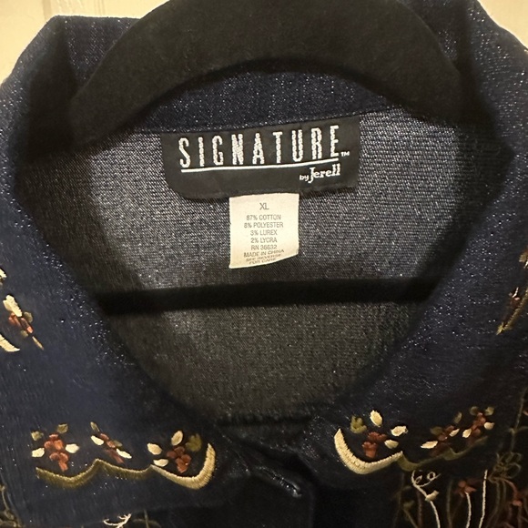 ❗️ Signature by Jerell Denim Sleeveless Embroidered Vest Size XL - Picture 7 of 13